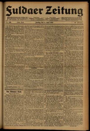 Erste Ausgabe vom Freitag, den 06. Juni 1913.