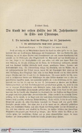 I. Die italienische Kunst der Blütezeit des 16. Jahrhunderts