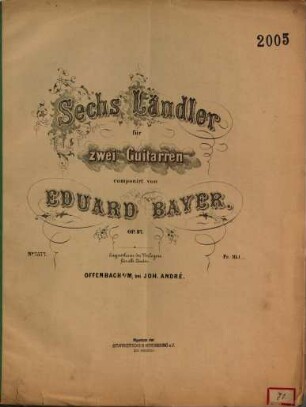 Sechs Ländler für zwei Guitarren : Op. 37