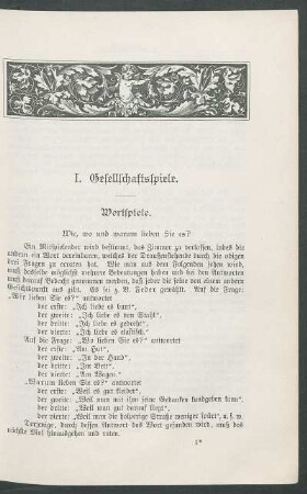I. Gesellschaftsspiele.