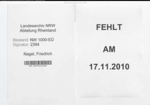 Entnazifizierung Friedrich Nagel, geb. 25.02.1894 (Kaufm.Angest.)
