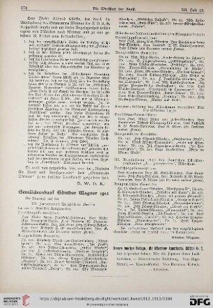 Gemäldeankauf Günther Wagner 1913
