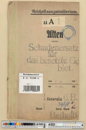 Schadenersatz für das besetzte Gebiet, einschließlich "Ruhrkampfgeschädigte": Bd. 1