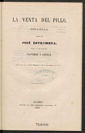 La venta del pillo : tonadilla