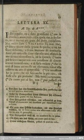 Lettera XX. Al Sig. di A***
