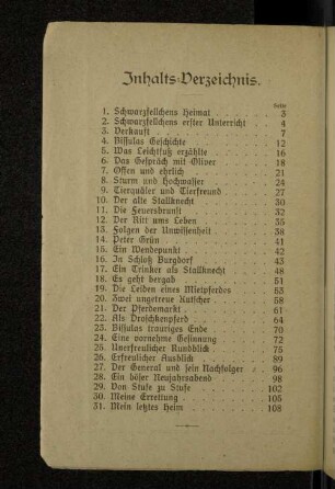 Inhalts=Verzeichnis