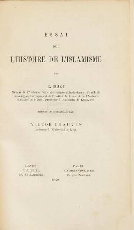 Essai sur l'histoire de l'islamisme