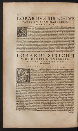 Lobardi Sirichii Viri Doctiss. Epitomatis Vitarum Illustrium Virorum Supplementum.