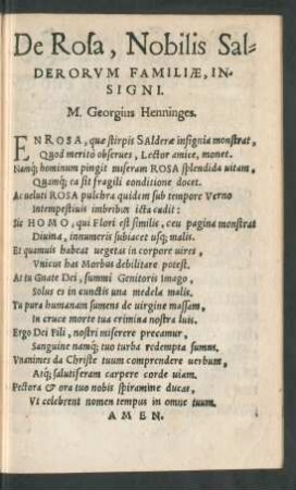 De Rosa, Nobilis Salderorum Familiae, Insigni.