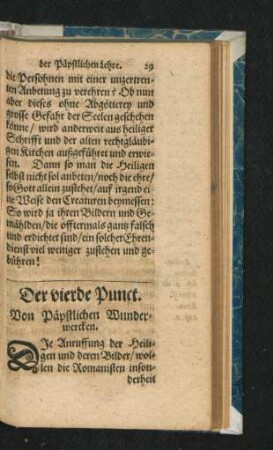 Der vierde Punct. Von Päpstlichen Wunderwercken.