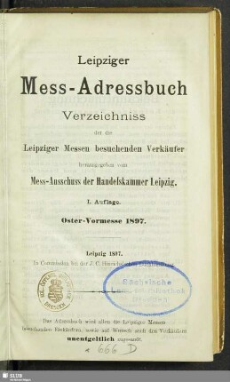 1.1897: Leipziger Mess-Adressbuch : Verkäufer-Verzeichnis