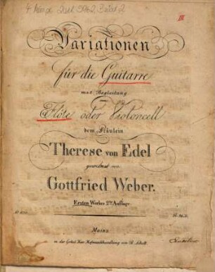 Variationen für die Guitarre mit Begleitung von Flöte oder Violoncell