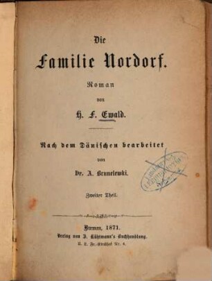 Die Familie Nordorf : Roman, 2. Theil