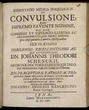 Dissertatio Medica Inauguralis De Convulsione
