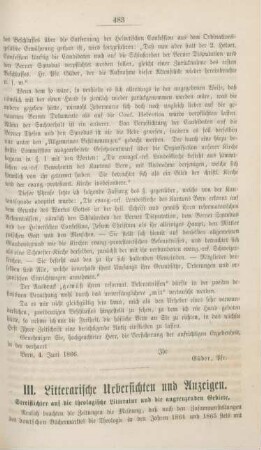 483-491 Litterarische Uebersichten und Anzeigen