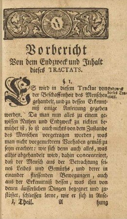 Vorbericht. Von dem Endzweck und Inhalt dieses Tractats