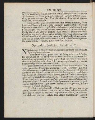 Secundum Judicium Eruditorum.
