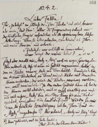 Brief an Gustav Falke