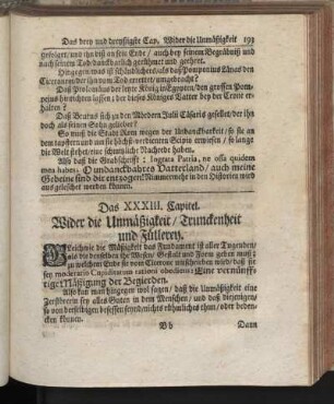 Das XXXIII. Capitel. Wider die Unmäßigkeit/Trunckenheit und Füllerey