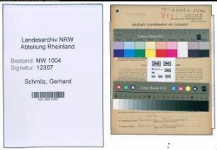 Entnazifizierung Gerhard Schmitz , geb. 16.12.1897 (Postschaffner)