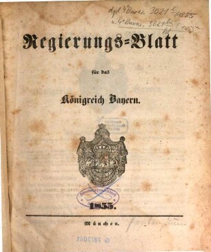 Regierungsblatt für das Königreich Bayern. 1855