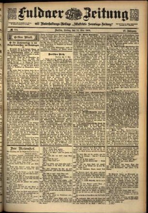 Erste Ausgabe vom Freitag, den 18. Mai 1900.