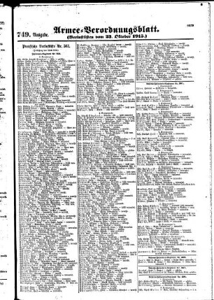 749. Ausgabe. Samstag, 23. Oktober 1915