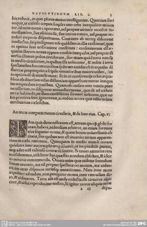 5. An terrae competate motus circularis, et de loco eius.