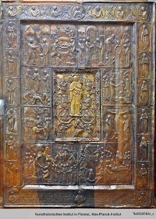 Die Hodegetria des 10. Jahrhunderts in der Wurzel Jesses des 18. Jahrhunderts, auf dem Rahmen von 1640 Szenen aus dem Leben Christi
