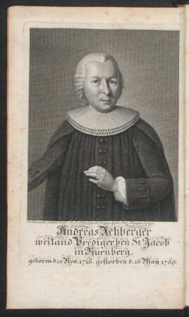Andreas Rehberger weiland Prediger bey St. Jacob in Nürnberg