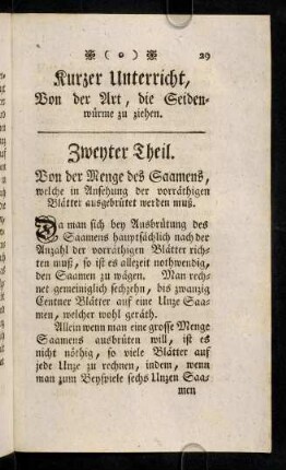 29-38, Von der Menge des Saamens, ...; ...
