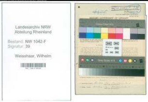 Entnazifizierung Wilhelm Weisshaar , geb. 18.03.1902 (Bankbeamter)