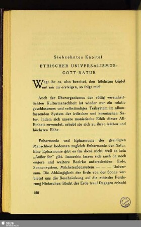 Siebzehntes Kapitel: Ethischer Universalismus: Gott-Natur