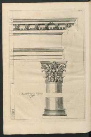 Ordine Corinthio. An dem Portico La Rotunda zu Rom. - Templum Nerva Trajani.
