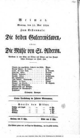 Die beiden Galeerensclaven, oder: Die Mühle von St. Alderon