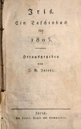 Iris : ein Taschenbuch für .... 1805