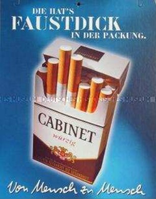 Werbeschild (doppelseitig) für "Cabinet"-Zigaretten