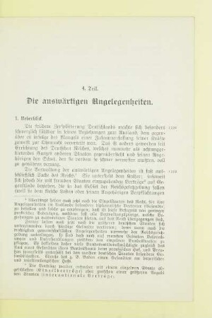 4. Teil. Die auswärtigen Angelegenheiten