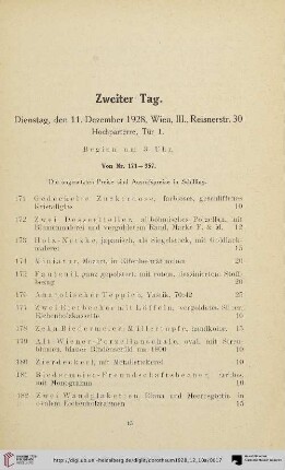 Zweiter Tag: Dienstag, den 11. Dezember 1928 (Nr. 171-357)