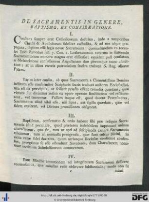 De Sacramentis In Genere, Baptismo, Et Confirmatione.