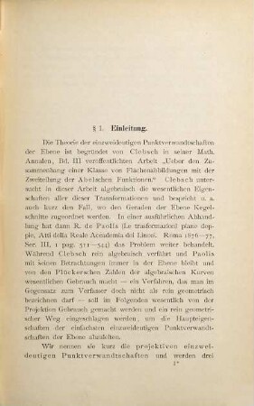 Die einzweideutigen projektiven Punktverwandtschaften der Ebene