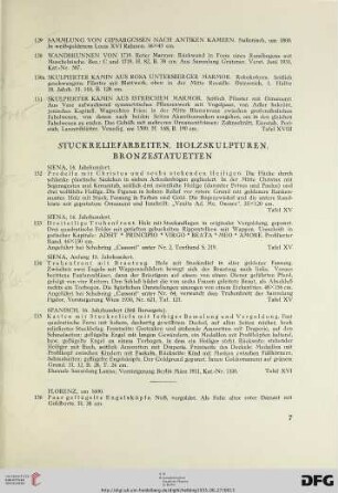 Stuckarbeiten, Holzskulpturen, Bronzestatuetten (Nr. 132-156)