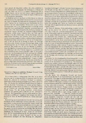 619-621 [Rezension] Vörckel, Karl, Chancen der natürlichen Theologie