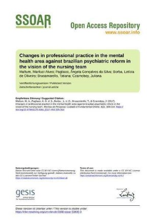 Changes in professional practice in the mental health area against brazilian psychiatric reform in the vision of the nursing team