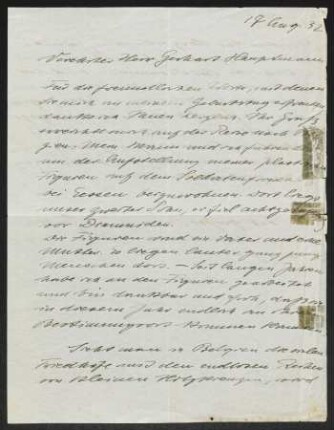 Brief von Käthe Kollwitz an Gerhart Hauptmann