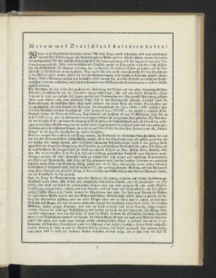 Warum muß Deutschland Kolonien haben?