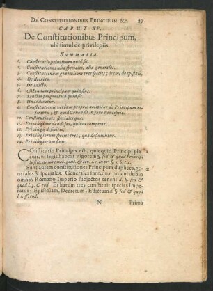 Caput XV. De Constitutionibus Principum, ubi simul de privilegiis.