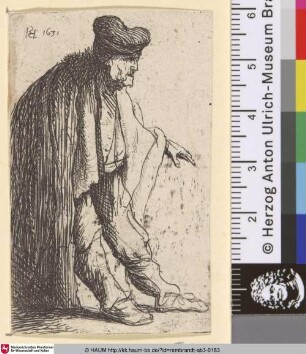 [Bettler mit ausgestreckter linker Hand; Beggar with his left hand extended; Vieillard sans barbe]