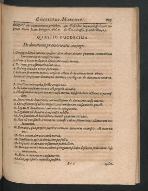 Quaestio Duodecima. De donatione praemorientis coniugis.