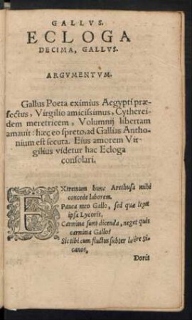 Ecloga Decima, Gallus.